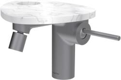 Laufen ADA Bidé csaptelep, Click-Clack lefolyófedővel, tálca lyukkal, Rozsdamentes Acél/Márvány Fehér HF506710505000 (HF506710505000)