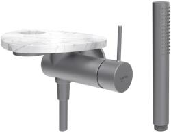 Laufen ADA Falra szerelt zuhany csaptelep, 1-pontos Simiboxhoz, kiegészítőkkel, tálca lyukkal, Rozsdamentes Acél/Márvány Fehér HF506755505000 (HF506755505000)