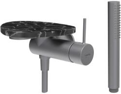 Laufen ADA Falra szerelt zuhany csaptelep, 1-pontos Simiboxhoz, kiegészítőkkel, tálca lyuk nélkül, Rozsdamentes Acél/Márvány Fekete HF506755506060 (HF506755506060)