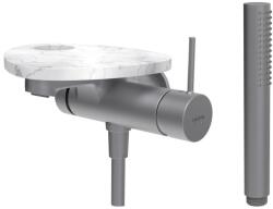 Laufen ADA Falra szerelt kád csaptelep, 1-pontos Simiboxhoz, kiegészítőkkel, tálca lyukkal, Rozsdamentes Acél/Márvány Fehér HF506765505000 (HF506765505000)