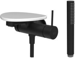 Laufen ADA Falra szerelt kád csaptelep, 1-pontos Simiboxhoz, kiegészítőkkel, tálca lyuk nélkül, Fekete/Fényes Fehér HF506765511060 (HF506765511060)