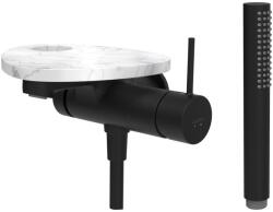 Laufen ADA Falra szerelt kád csaptelep, 1-pontos Simiboxhoz, kiegészítőkkel, tálca lyukkal, Rozsdamentes Acél fekete/Márvány Fehér HF506765515000 (HF506765515000)