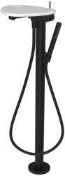 Laufen ADA Szabadon álló kád csaptelep, kiegészítőkkel, tálca lyukkal, Fekete/Fényes Fehér HF506781511000 (HF506781511000)