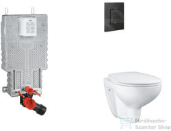 GROHE Uniset falra szerelhető WC szett, Bau Ceramic WC soft close ülőkével, Even phantom black nyomólappal SANI15BB5101 (SANI15BB5101)