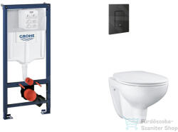 GROHE Rapid SL falra szerelhető WC szett, Bau Ceramic WC soft close ülőkével, Even phantom black nyomólappal SANI11BB5113 (SANI11BB5113)