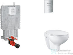 GROHE Uniset falra szerelhető WC szett, Bau Ceramic WC soft close ülőkével, Skate Cosmopolitan matt króm nyomólappal SANI15BB2102 (SANI15BB2102)