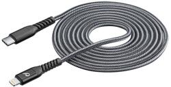 Cellularline Adatkábel Type-C-Lightning, Gyorstöltő, 120 cm, Kevlár Borítás, MFI Fekete