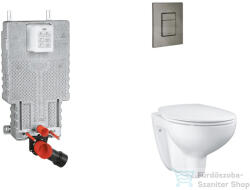 GROHE Uniset falra szerelhető WC szett, Bau Ceramic WC soft close ülőkével, Skate Cosmopolitan csiszolt Hard graphite nyomólappal SANI15BB5102 (SANI15BB5102)