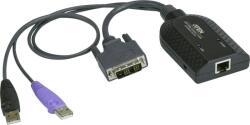 ATEN KVM Átalakító [2x USB 2.0 dugó, A típus, DVI-D dugó - 1x RJ45 alj] 0.20 m Fekete (KA7166-AX) (KA7166-AX)