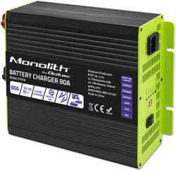 Qoltec Okostöltő LiFePO4 AGM GEL SLA akkumulátorokhoz 80A 12V Gyorstöltés