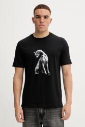 HUGO pamut póló fekete, nyomott mintás, 50548557 - fekete S - answear - 23 400 Ft