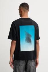 HUGO pamut póló fekete, nyomott mintás, 50549156 - fekete S