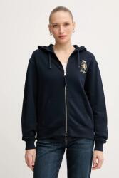 Tommy Hilfiger pamut melegítőfelső sötétkék, nyomott mintás, kapucnis, WW0WW46126 - sötétkék XS