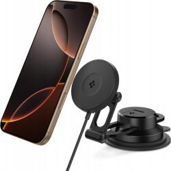 Spigen ONETAP PRO4 autós tartó (műszerfalra, szélvédőre, mágneses, 360°, wireless, gyorstöltő, 15W) FEKETE (ACP08544) (ACP08544) (ACP08544)