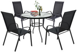 Leziter Set mobilier de grădină Tanger 4+1 negru (XY-RT90_41075_4)