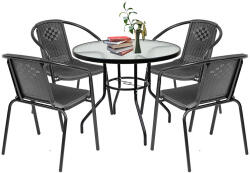 Leziter Set mobilier de grădină Lund 4+1 negru (XY-RT90_51199_4)