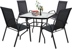 Leziter Set mobilier de grădină Juba 4+1 negru (XY-ST90_41075_4)
