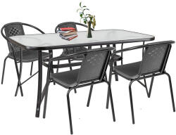 Leziter Set mobilier de grădină Elzas 4+1 negru (XY-ST1590_51199_4)