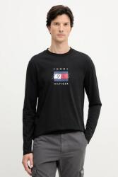 Tommy Hilfiger pamut hosszúujjú fekete, nyomott mintás, MW0MW41497 - fekete XL