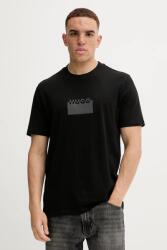 HUGO pamut póló fekete, nyomott mintás, 50546867 - fekete L