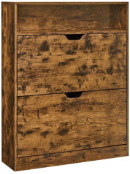 VASAGLE Cipősszekrény 2 lenyitható ajtóval, 3 szintes cipőtartó, 11-16 pár cipő, rusztikus barna (LBC048B01)