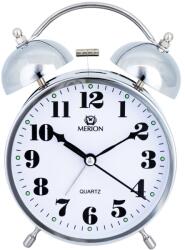 Merion fém ébresztőóra, quartz, ezüst színű tok, fehér színű számlap, (6817-8)