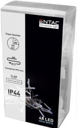 Entac Karácsonyi IP44 Füzér 48 LED Időzítővel hideg fehér 4m ECL-48CW-T (Entac-ECL-48CW-T)