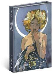 Realsystem Határidőnapló REALSYSTEM 110x160mm heti sárga lapos márneses záródású Alphonse Mucha 2027 (5412-AM) - robbitairodaszer