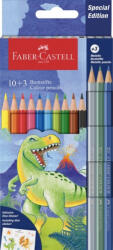 Faber-Castell Színes Ceruza Készlet 10 Darab/Készlet 3 Darab Ajándék Metál Színű Színesceruzával és Matricákkal Dinoszaurusz (FC111213)