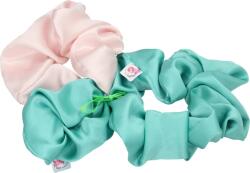 Miss Trucco Zöld és rózsaszín selyem hajgumik - Medium