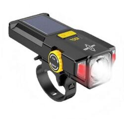  Napelemes kerékpár első lámpa, type-c tölés nagy fényerejű fehér LED, piros fény