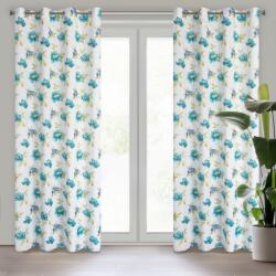 Takoy Draperie ALMA decorată cu imprimeu de flori albastre de 140 x 250 cm