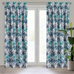 Takoy Draperie ELINA cu imprimeu de frunze pe un fundal alb, din microfibră ușoară de 140 x 270 cm DESIGN 91