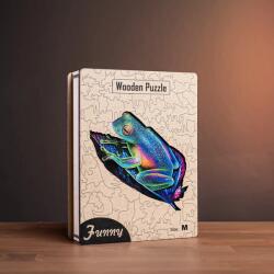 Világító béka fa puzzle L Prémium fa doboz