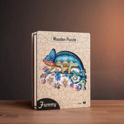Lopakodó kaméleon fa puzzle L Prémium fa doboz