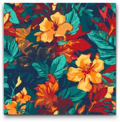  Festés számok szerint - Virágos háttér - Hibiszkusz Méret: 50x50cm, Keretezés: Kartonlemezen