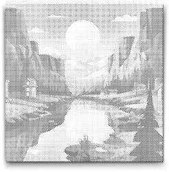  PontPöttyöző - A völgyben Méret: 50x50cm, Keretezés: Műanyagtáblával, Szín: Kék