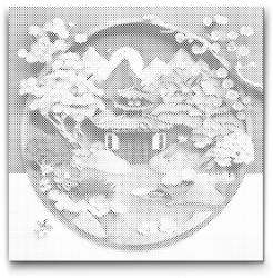  PontPöttyöző - Japán kert Méret: 50x50cm, Keretezés: Műanyagtáblával, Szín: Zöld