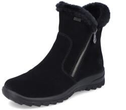 Rieker Botine damă din piele intoarsa neagră, cu tehnologie RiekerTEX, L7162-00
