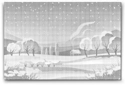  PontPöttyöző - Téli táj 3 Méret: 40x60cm, Keretezés: Kartonlemezen, Szín: Kék