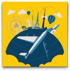  Festés számok szerint - Utazás a világ körül Méret: 50x50cm, Keretezés: Kartonlemezen