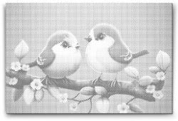  PontPöttyöző - Cuki kis madarak Méret: 40x60cm, Keretezés: Kartonlemezen, Szín: Zöld