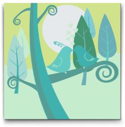  Festés számok szerint - Zöld madarak Méret: 50x50cm, Keretezés: Keret nélkül (csak a vászon)