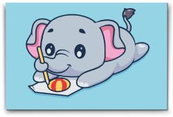  Festés számok szerint - Vidám elefánt Méret: 20x30cm, Keretezés: Keret nélkül (csak a vászon)