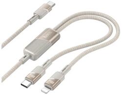 hoco. U139 adatkábel 2in1 (Type-C - lightning/Type-C, 100W, gyorstöltő, 120cm, cipőfűző) ARANY (U139_G)