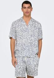 ONLY & SONS Only & Sons, Normál fazonú mintás ing, Fehér, Kék, S (22032733-CLOUD-DANCER-VINTAGE-INDIGO-S)