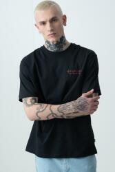 Only & Sons Only & Sons, Organikuspamut póló mintával, Fekete, Narancssárga, Lila, L (22034398-JET-BLACK-NEGRONI-NIGHTS-L)