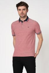 JACK & JONES Jack & Jones, Paulos galléros szűk fazonú organikuspamut póló, Piros, S (12136668-RIO-RED-S)