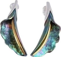  Ezüst Kála Fülbevaló Zöld Titán Szirmokkal - Kézzel Készített