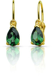  Arany Fülbevaló - Smaragdzöld Kristály - Csepp Alakú - 14 mm